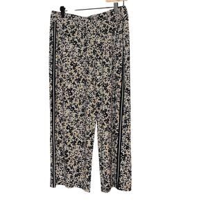 J. Jill Women's Medium Wearever Collection Black Tan Floral Pull On Pant